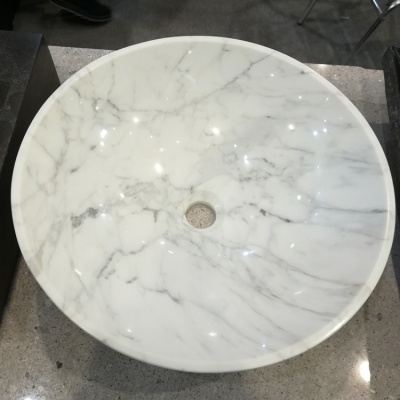 Carrara White Marble Round Basin