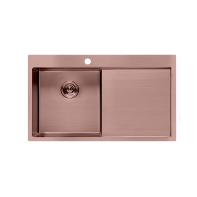 Single bowl rose gold sink with hole