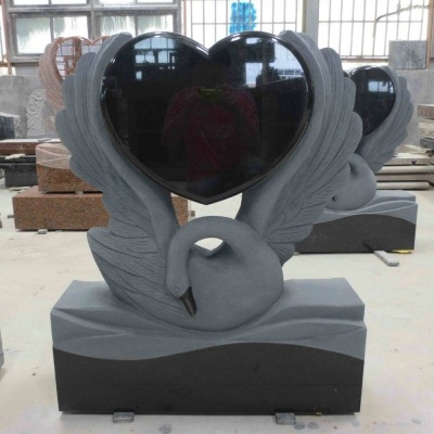 Swan With heart design Granite Headstone