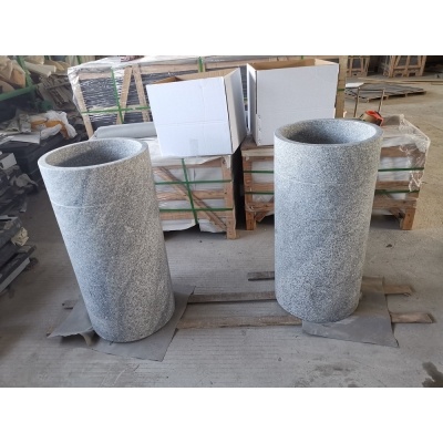 New Design Natural Stone Pedestal, Bathroom Basin Grey Granite Sink