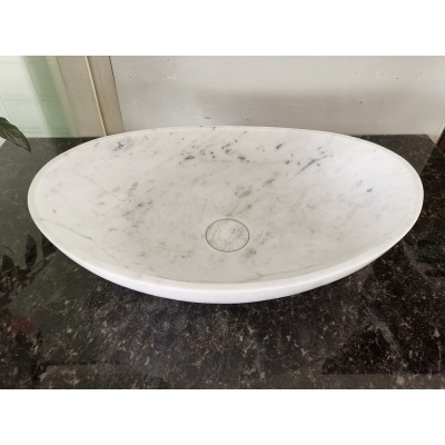Bianco Carrara Marble Stone Bathroom Sink