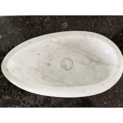 Natural Stone Vessel Sink,Luxury Kala White Marble Sink Wash Bowl